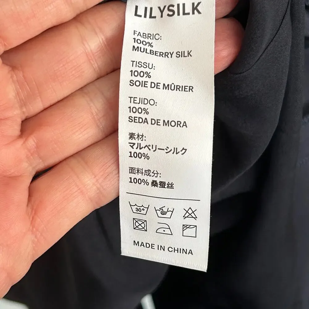 Lilysilk Navy Blue 100% Mulberry Silk Casual Career Sleeveless Dress NWT Size 4 - Picture 10 of 11